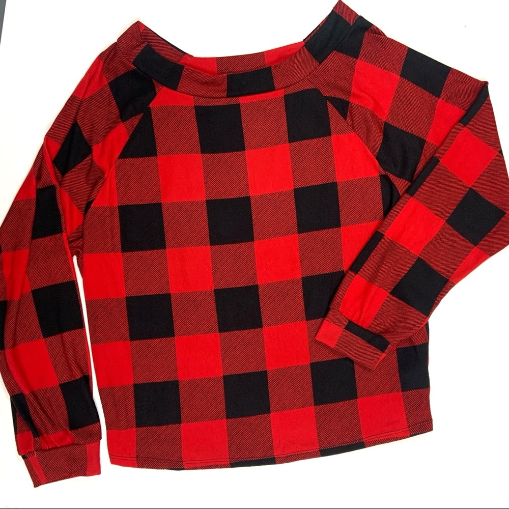 Bluivy plaid long sleeve top large